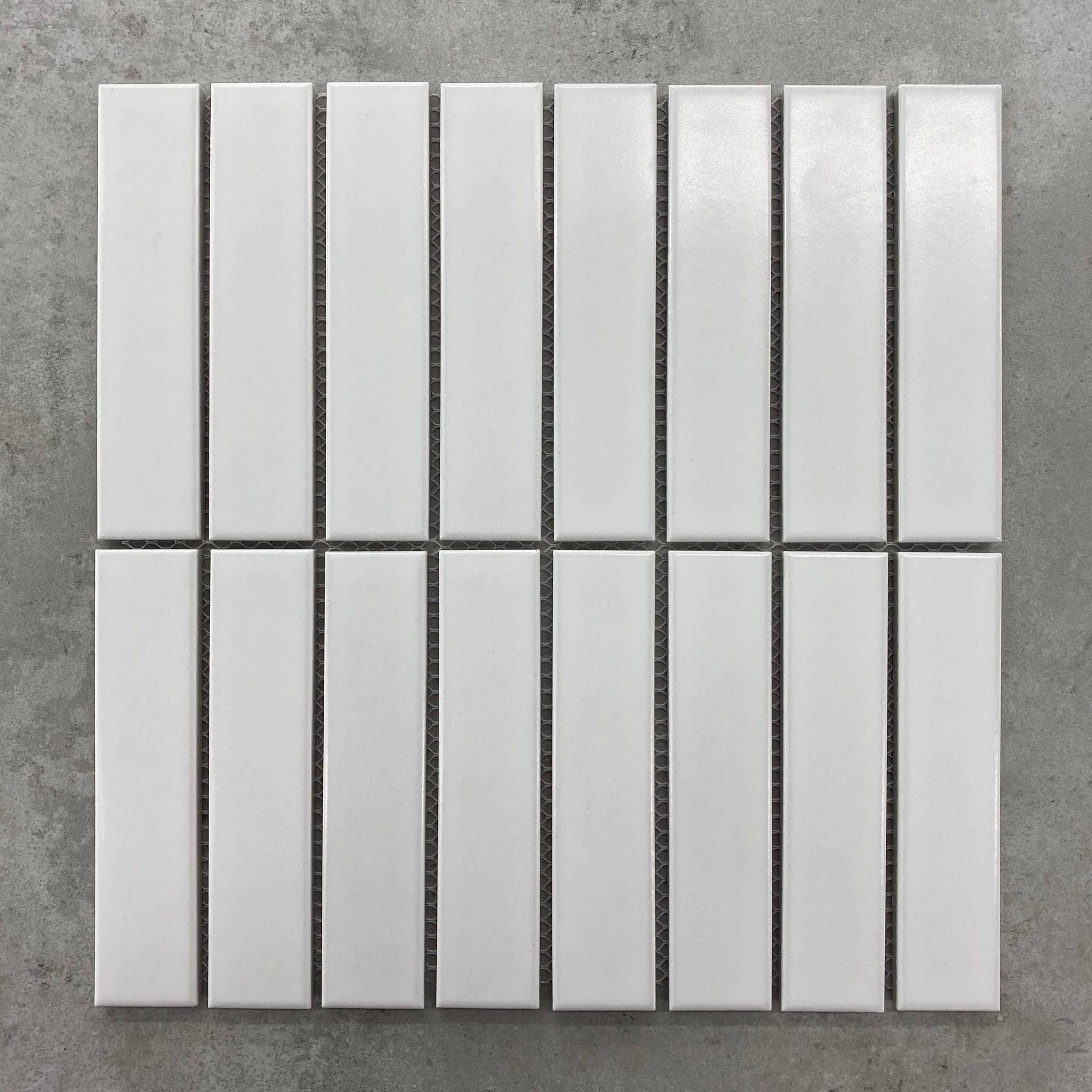 285x285mm KitKat Matt White Porcelain Mosaic 33x145mm 7560