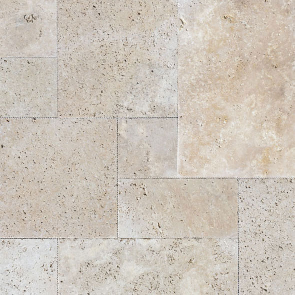 30mm Tumbled French Pattern Flow Mix Travertine Paver (#8068)
