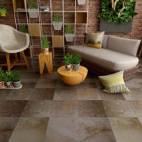 406x406x30mm Unfilled Tumbled Medium Mix Travertine Paver (#8095)