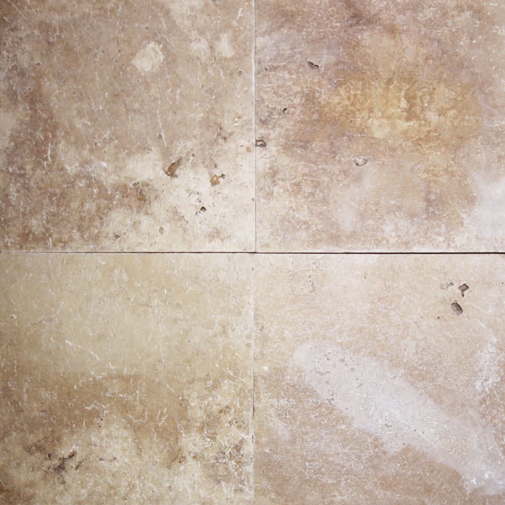 406x406x30mm Unfilled Tumbled Medium Mix Travertine Paver (#8095)