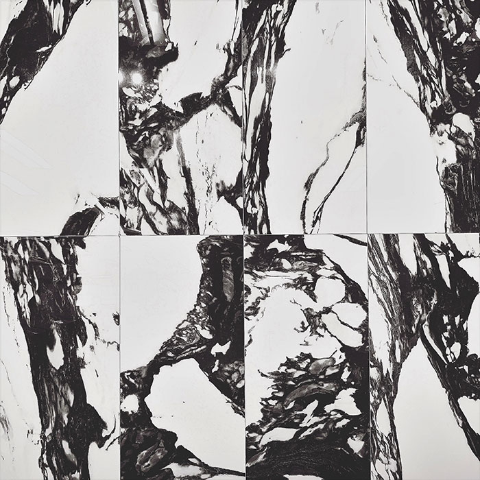 Black and White Marble Look Polished Rectified Porcelain Tile 6871