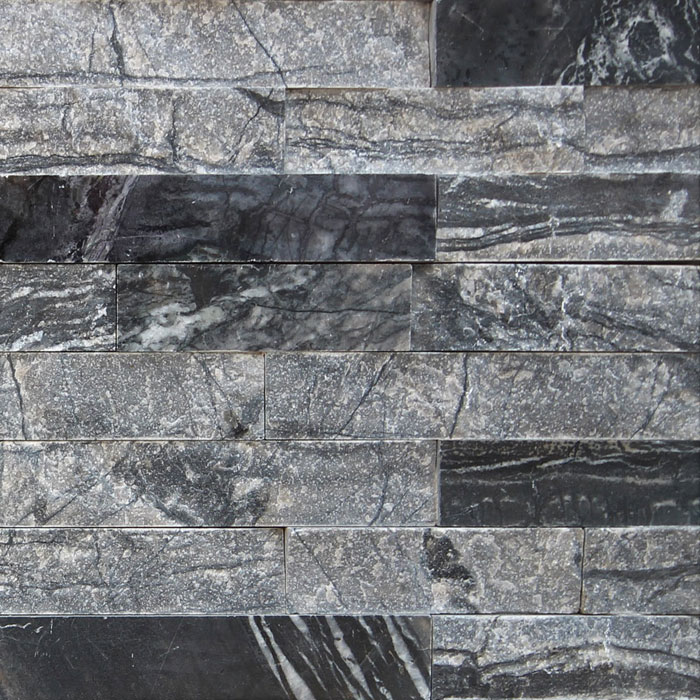 150x600mm Black Polished and Natural Finish Marble Stackstone (#8515)
