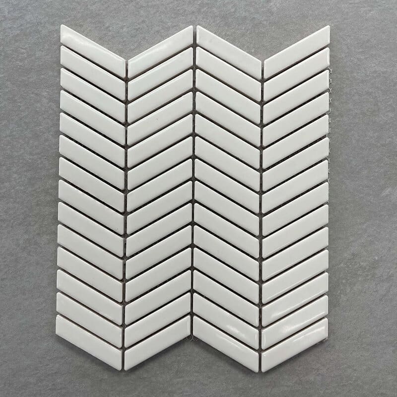 Chevron Matt Cream Eggshell Ceramic  Mosaic 70x8mm 0081