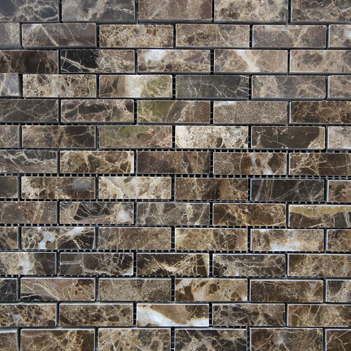 Dark Emperador Polished Brick Pattern Mosaic 7040