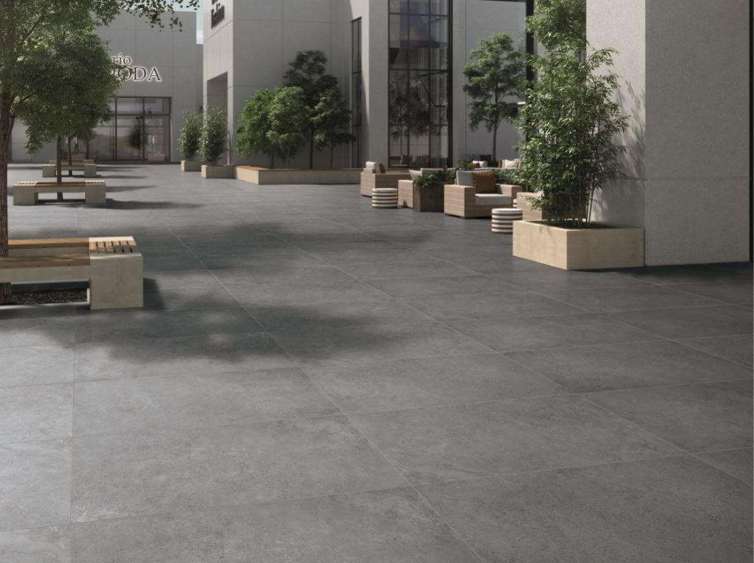 Dark Grey Concrete Look Anti Slip Rectified Porcelain Paver 3423