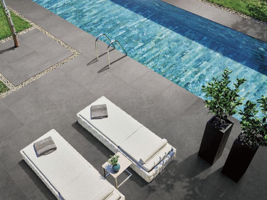Dark Grey Concrete Look Anti Slip Rectified Porcelain Paver 3423