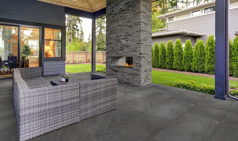 Dark Grey Stone Look Anti Slip Rectified Italian Porcelain Paver 3597