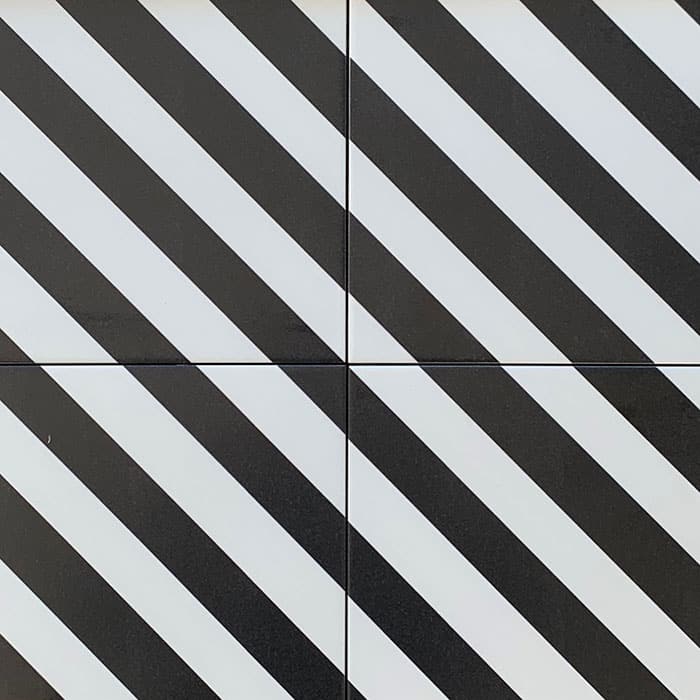 Diamond Stripes Black and White Matt Spanish Non-Rectified Ceramic Wall and Floor Tile 3155