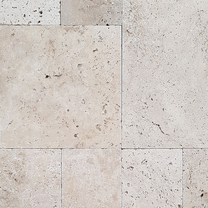 30mm Flow Mix Tumbled French Pattern Travertine Paver Set (#8659)