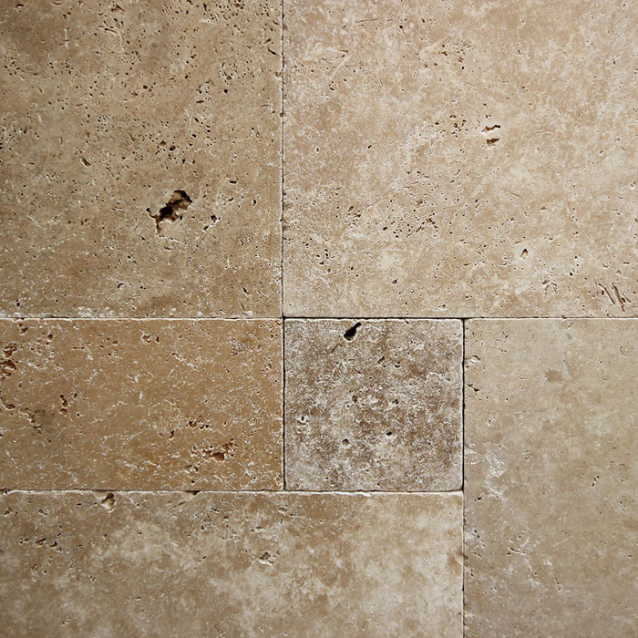 30mm Flow Mix Tumbled French Pattern Travertine Paver Set (#8586)