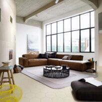 520x600mm Hexagonal Feathered Cream Matt Porcelain Tile (#5561)