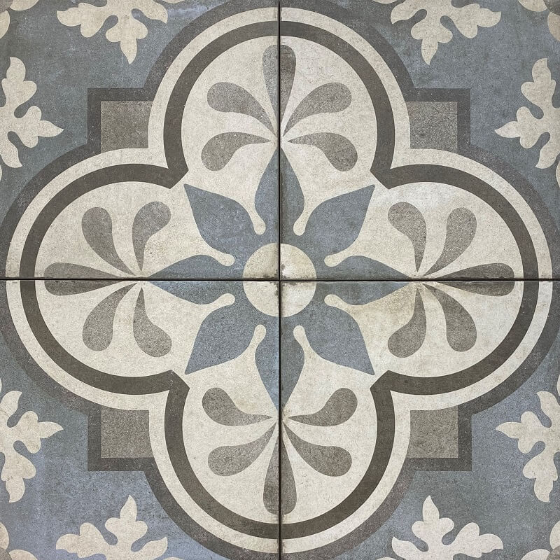 Palermo Vintage Blue Encaustic Look Italian Matt Non Rectified Porcelain Tile 3418