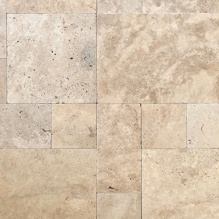 Premium Light French Pattern Tumbled Travertine Paver 8713