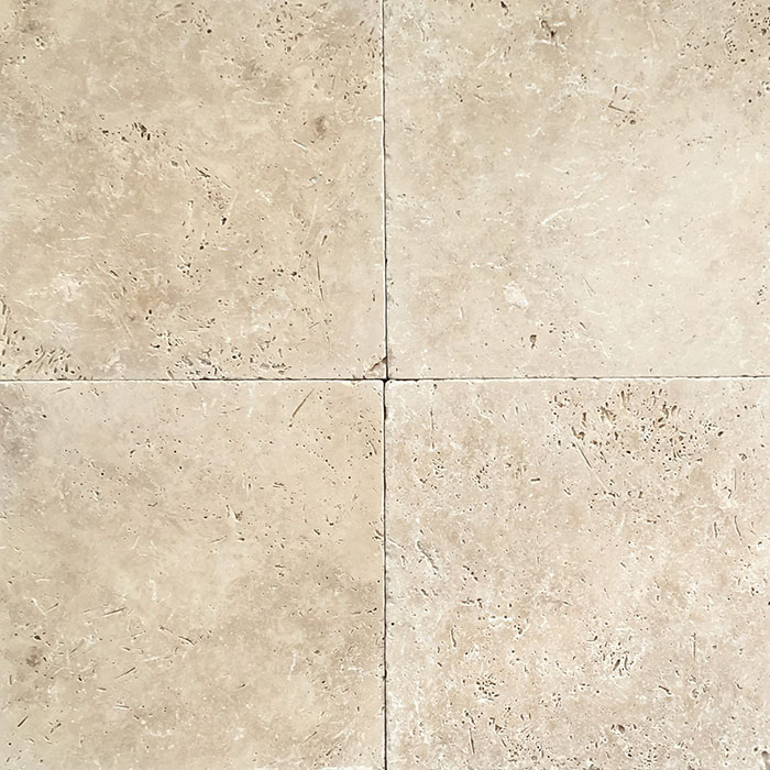 406x406x30mm Premium Light Tumbled Travertine Paver (#8600)