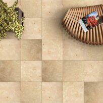 610x610x12mm Premium Tumbled Travertine Natural Stone Tile (#8553)