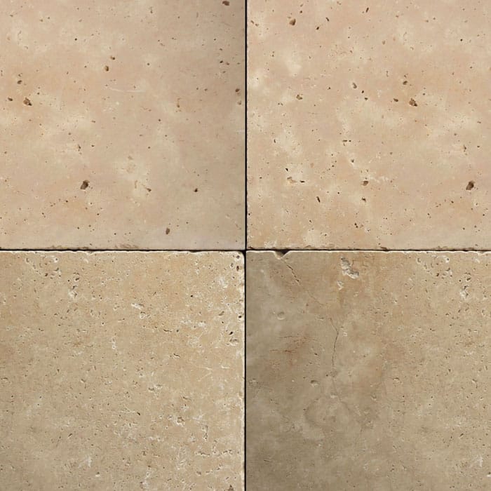 610x610x12mm Premium Tumbled Travertine Natural Stone Tile (#8553)
