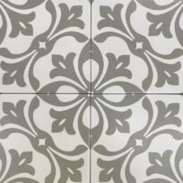 Retro White and Taupe Floral  Pattern Matt Non Rectified Glazed Porcelain Wall & Floor Tile 3449
