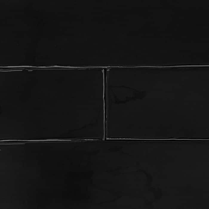 75x300mm Wavy Black Gloss Ceramic Subway Wall Tile (#4126)