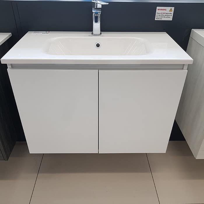 810(w)x460(d)x555(h)mm White Wall Hung Vanity – Single Basin, 2 Drawers (#9415)