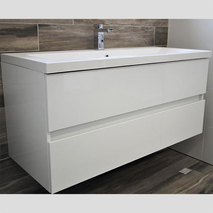 1200(w)x508(d)x540(h)mm White Wall Hung Vanity – Single Basin, 2 Drawers (#9266)